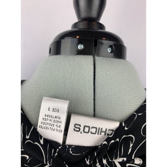 Chicos Womens Floral Wrap Dress Size 1 Black & White Stretchy Polyester Blend - Picture 4 of 7